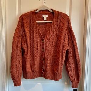Burnt Orange Button Front Cardigan